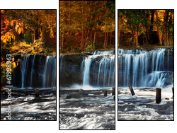 Tropical rainforest landscape with Kulen waterfall in Cambodia - Three-piece canvas print, Triptych