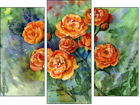 red rose - Three-piece canvas print, Triptych