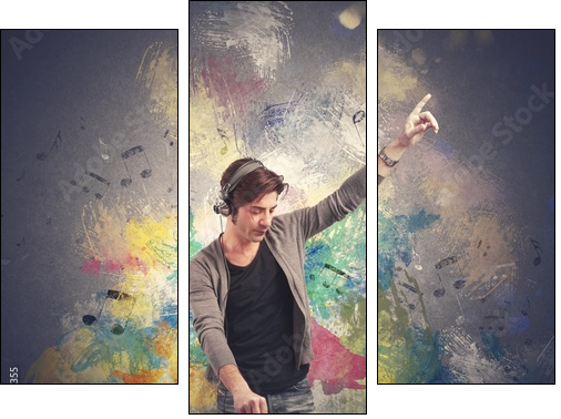 DJ playing music - Three-piece canvas print, Triptych