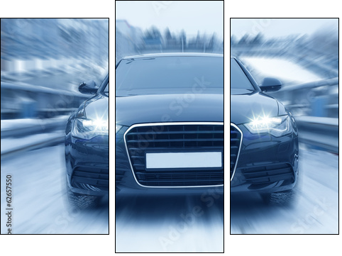 car on many-tier parking in the winter - Three-piece canvas print, Triptych