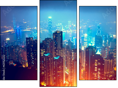 Hong Kong Night View - Three-piece canvas print, Triptych