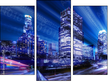 Composite of Los Angeles with binary code - Three-piece canvas print, Triptych