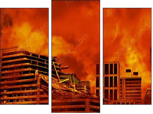 Red Destruction - Three-piece canvas print, Triptych