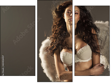 Woman angel with sexy big lips - Three-piece canvas print, Triptych