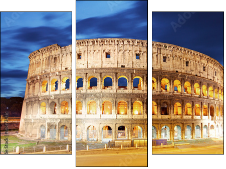 Colosseum at dusk in Rome, Italy - Three-piece canvas print, Triptych