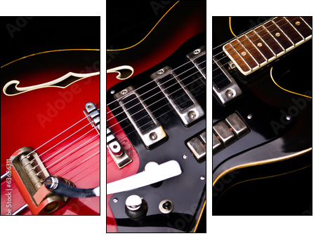 Close up of music guitar - Three-piece canvas print, Triptych