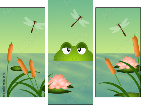 Frog in the pond - Three-piece canvas print, Triptych