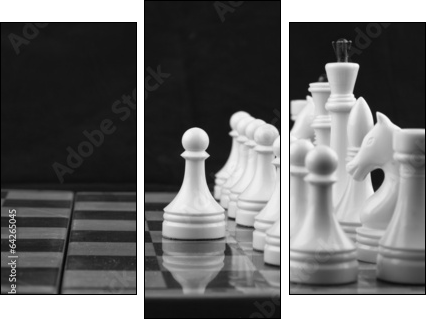 Chess white on black - Three-piece canvas print, Triptych