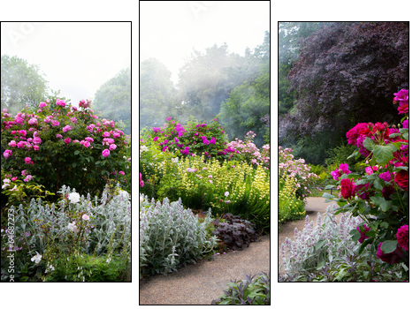 Art flowers in the morning in an English park - Three-piece canvas print, Triptych