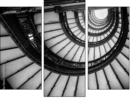 Low angle view of spiral staircase, Chicago, Cook County, Illino - Three-piece canvas print, Triptych