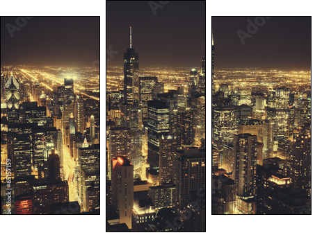 Chicago at Night - Three-piece canvas print, Triptych