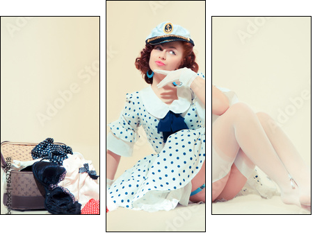 Pin-up girl. American style - Three-piece canvas print, Triptych