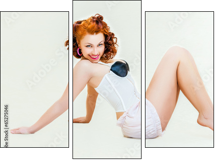 Pin-up girl. American style - Three-piece canvas print, Triptych