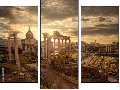 Famous Roman ruins in Rome, Capital city of Italy - Three-piece canvas print, Triptych