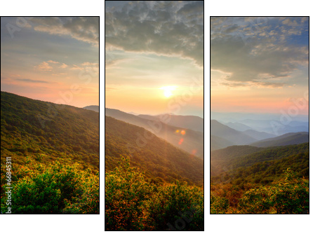 Sunset in the mountains - Three-piece canvas print, Triptych