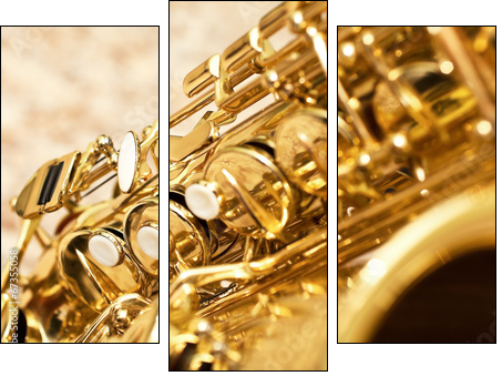 Fragment saxophone closeup - Three-piece canvas print, Triptych
