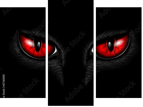red cat's eyes - Three-piece canvas print, Triptych