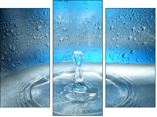 Water drop and splash - Three-piece canvas print, Triptych