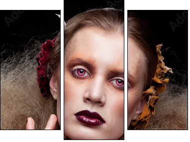 Halloween Beauty woman makeup - Three-piece canvas print, Triptych