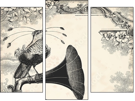 The bird music - Three-piece canvas print, Triptych