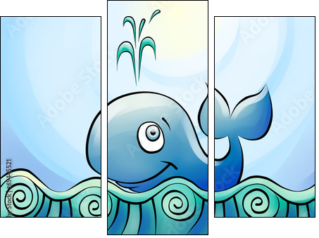whale smims in the sea - Three-piece canvas print, Triptych