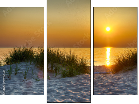 Sunset Over Lake Michigan - Three-piece canvas print, Triptych