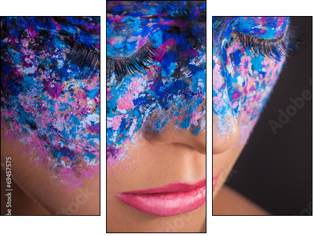 Colorful makeup - Three-piece canvas print, Triptych