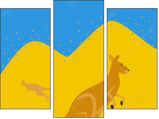 Australian Kangaroo Outdoors - Three-piece canvas print, Triptych