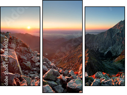 Mountain sunset panorama from peak - Slovakia Tatras - Three-piece canvas print, Triptych