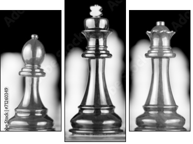 Four chess piece - Three-piece canvas print, Triptych