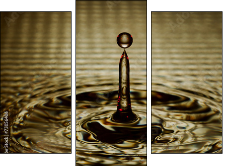 Water Drop Splash with Ripples - Three-piece canvas print, Triptych