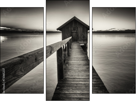 old wooden boathouse - Three-piece canvas print, Triptych