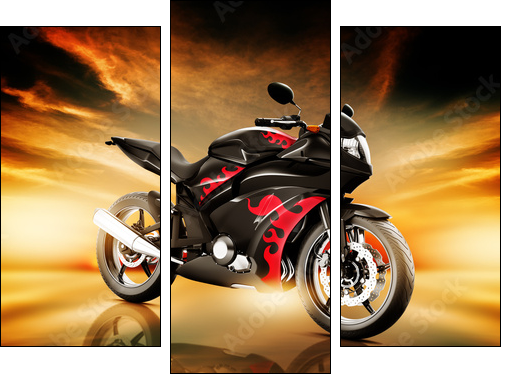 Motorcycle Land Vehicle Transportation Luxury Motorbike Elegance - Three-piece canvas print, Triptych