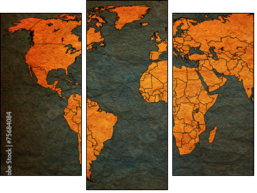 sri lanka territory on world map - Three-piece canvas print, Triptych