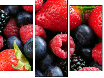 Assorted fresh berries - Three-piece canvas print, Triptych