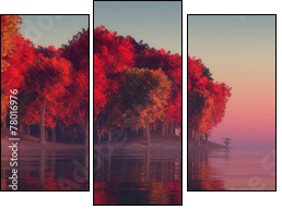sunset and hot air balloon - Three-piece canvas print, Triptych