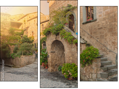Small alley in the Tuscan village - Three-piece canvas print, Triptych