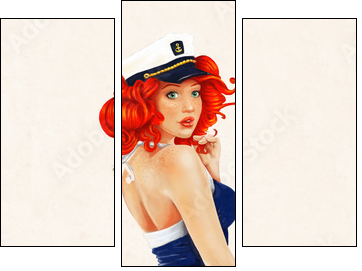 sexy pin up girl painting - Three-piece canvas print, Triptych