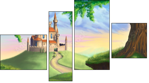 Fantasy castle - Four-piece canvas print, Fortyk