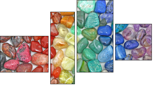 Crystal tumbled chakra stones - Four-piece canvas print, Fortyk