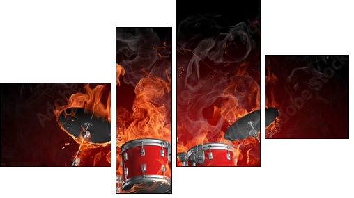 Drums in fire - Four-piece canvas print, Fortyk