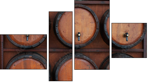wine barrels stand - Four-piece canvas print, Fortyk