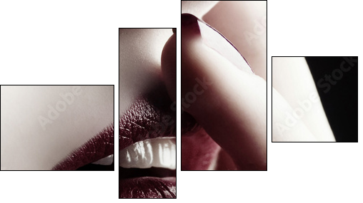 Close-up of lips and nails - Four-piece canvas print, Fortyk