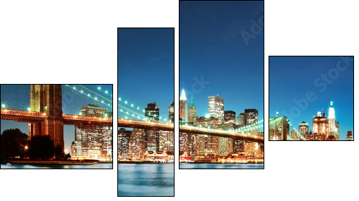 Brooklyn bridge at night - Four-piece canvas print, Fortyk