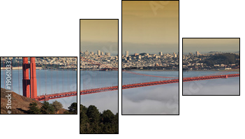 photo of the golden gate bridge at evening - Four-piece canvas print, Fortyk