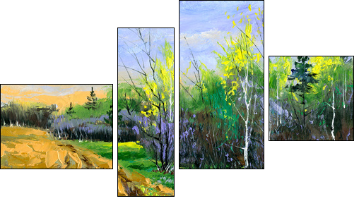 Edge of wood in the spring - Four-piece canvas print, Fortyk