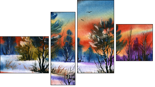 water colour landscape - Four-piece canvas print, Fortyk