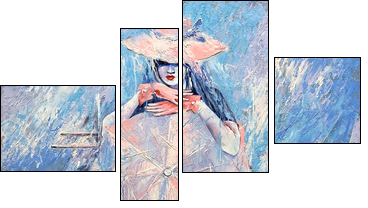 The girl with an umbrella - Four-piece canvas print, Fortyk