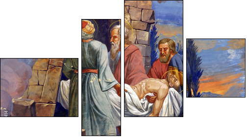 Jesus is laid in the tomb - Four-piece canvas print, Fortyk