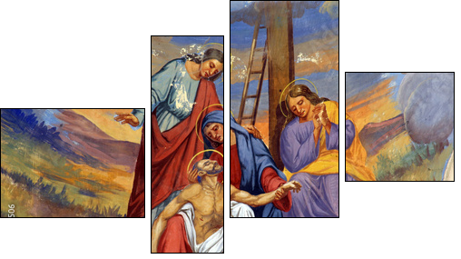 Jesus' body is removed from the cross - Four-piece canvas print, Fortyk